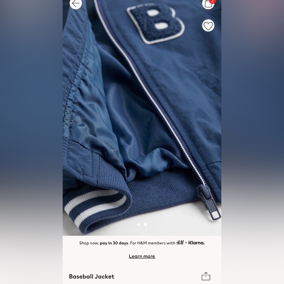 H&M 2T (1 1/2 - 2T) Baseball Jacket Dark Blue toddler baby - Picture 2 of 4
